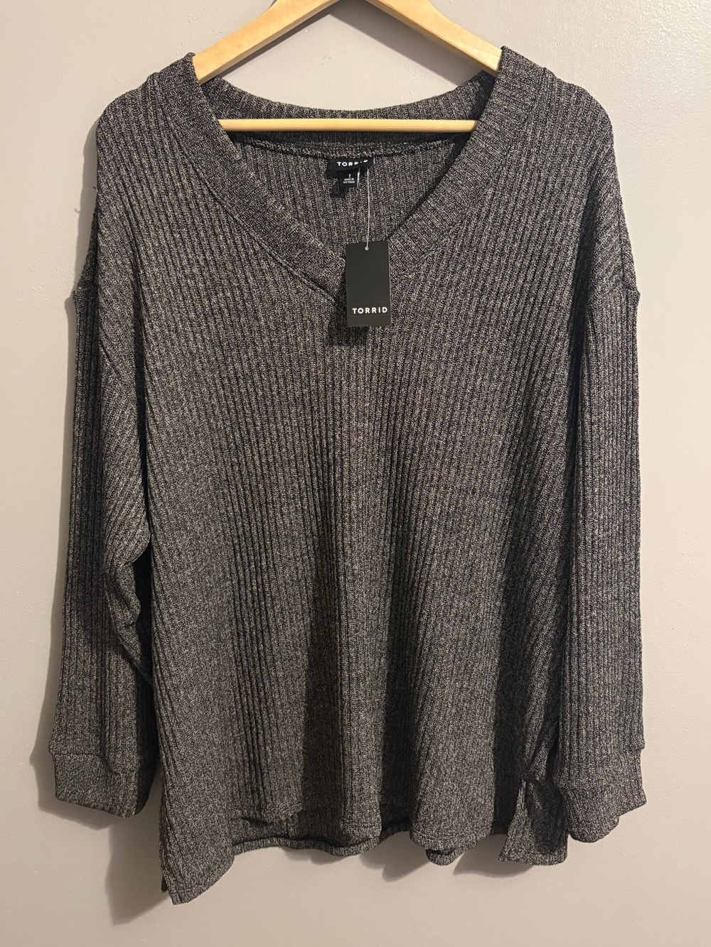 Torrid Gray Long Sleeve V-Neck